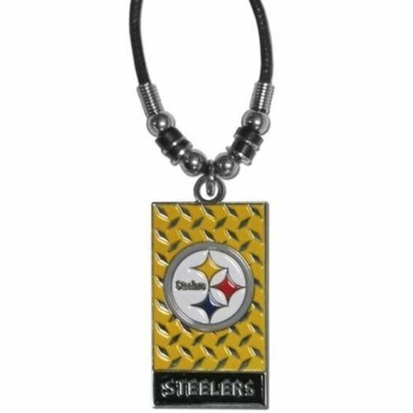 NFL Steelers Licensed Diamond Plate Rope Necklace, 20-Inch Pittsburgh Football - Picture 1 of 3